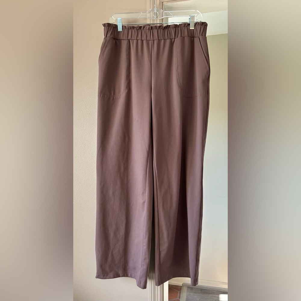 Blush paper bag style dress pants